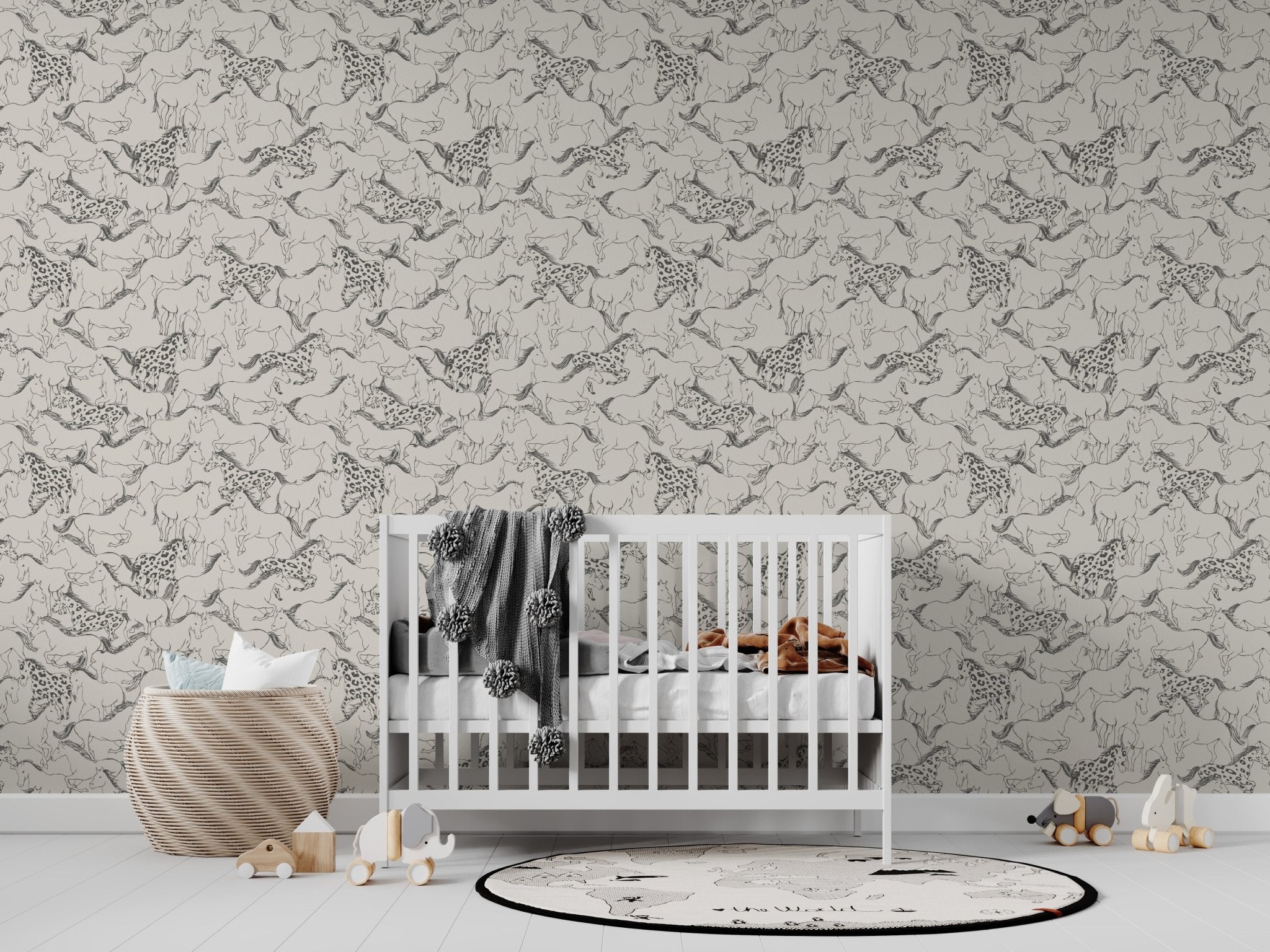 Sierra Horses Wallpaper Repeat Pattern - Munks and Me Wallpaper