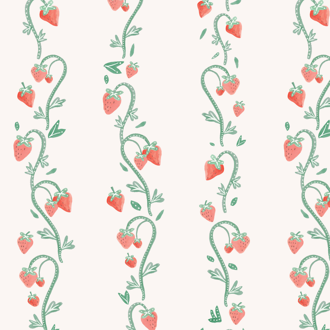 strawberry stripes wallpaper for kids and nursery