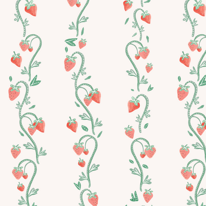 strawberry stripes wallpaper for kids and nursery