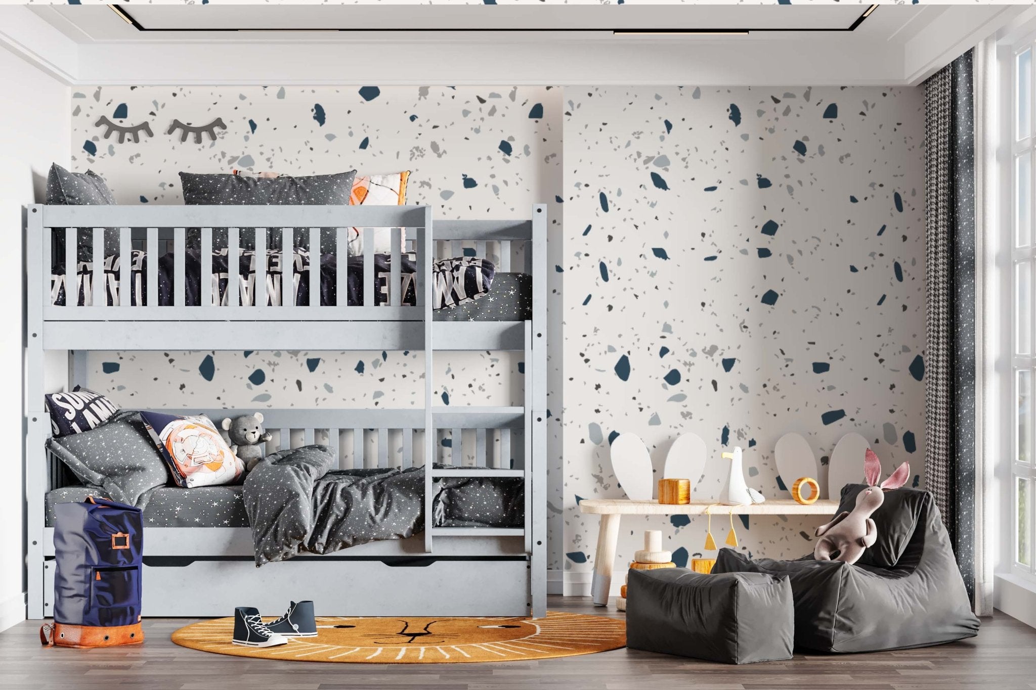 Terrazzo Wallpaper Repeat Pattern| Blue - Munks and Me Wallpaper