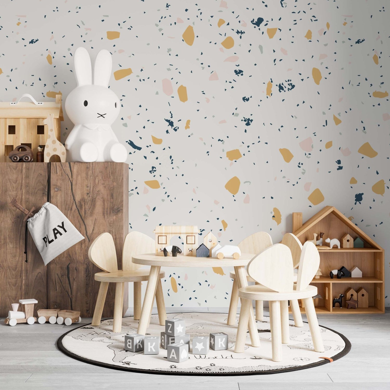 Terrazzo Wallpaper Repeat Pattern| Yellow - Munks and Me Wallpaper