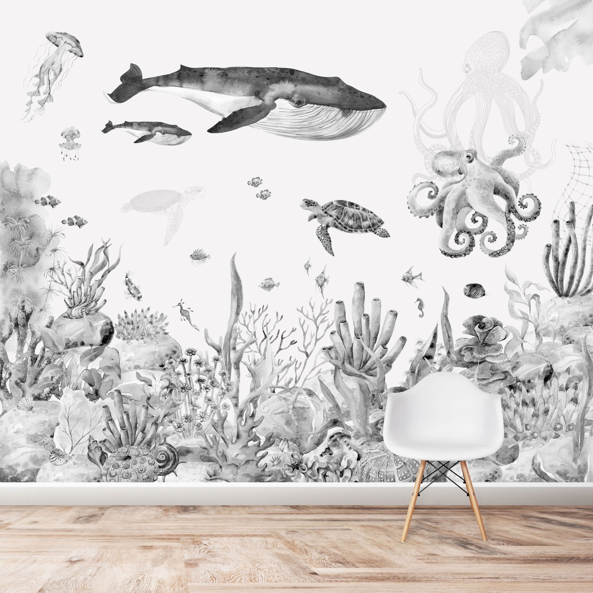 Under The Sea Wallpaper Mural | Grey - Munks and Me Wallpaper