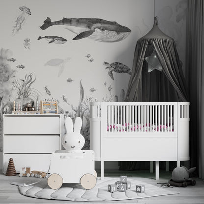 Under The Sea Wallpaper Mural | Grey - Munks and Me Wallpaper