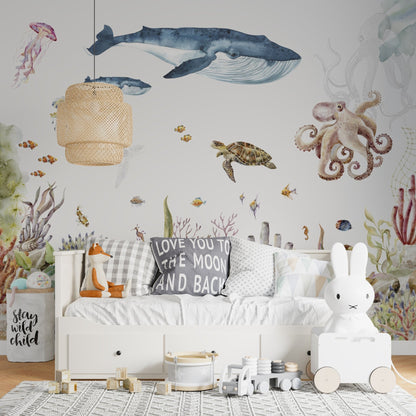 Under The Sea Wallpaper Mural | Watercolour - Munks and Me Wallpaper