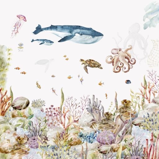 Under the Sea Watercolour Wallpaper | Sample - Munks and Me Wallpaper