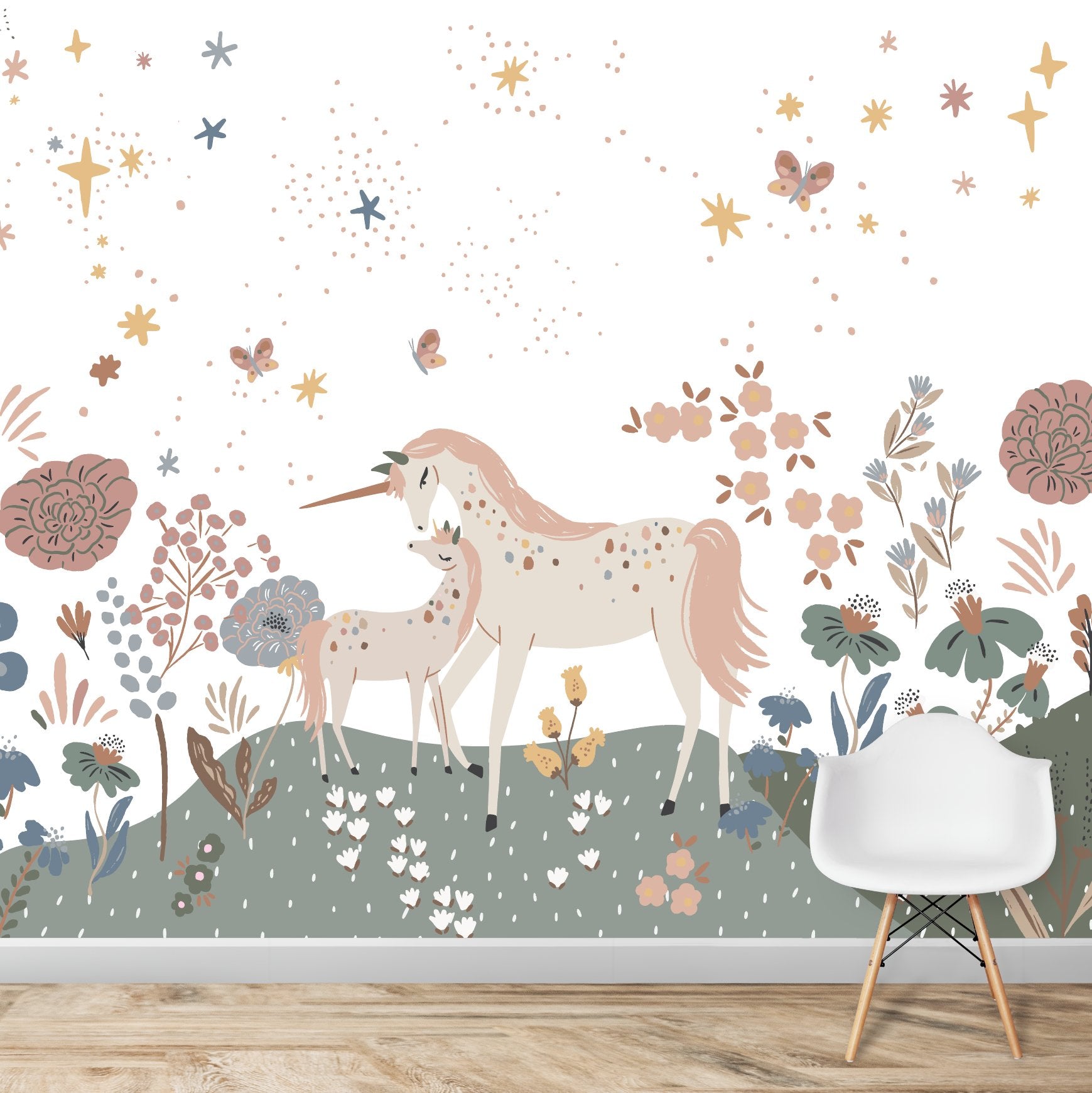 Unicorn Meadow Wallpaper Mural - Munks and Me Wallpaper