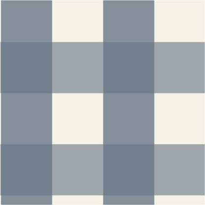 Large Check Wallpaper Sample, Deep Blue in a buffalo check pattern.