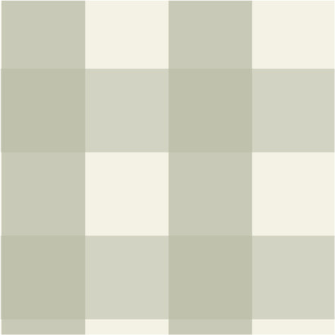 Large Check Wallpaper, Green in a light grey and cream gingham check pattern suitable for nursery wallpaper.