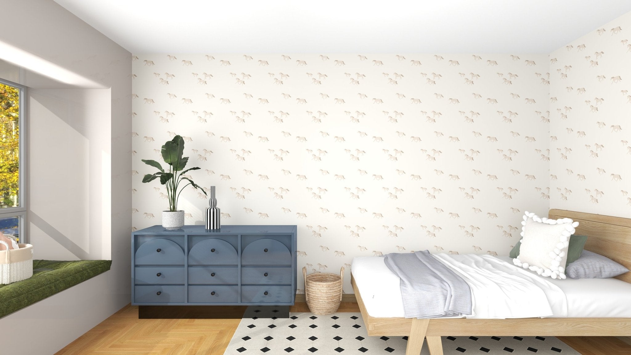 Winter Wild Horses Wallpaper Repeat Pattern - Munks and Me Wallpaper