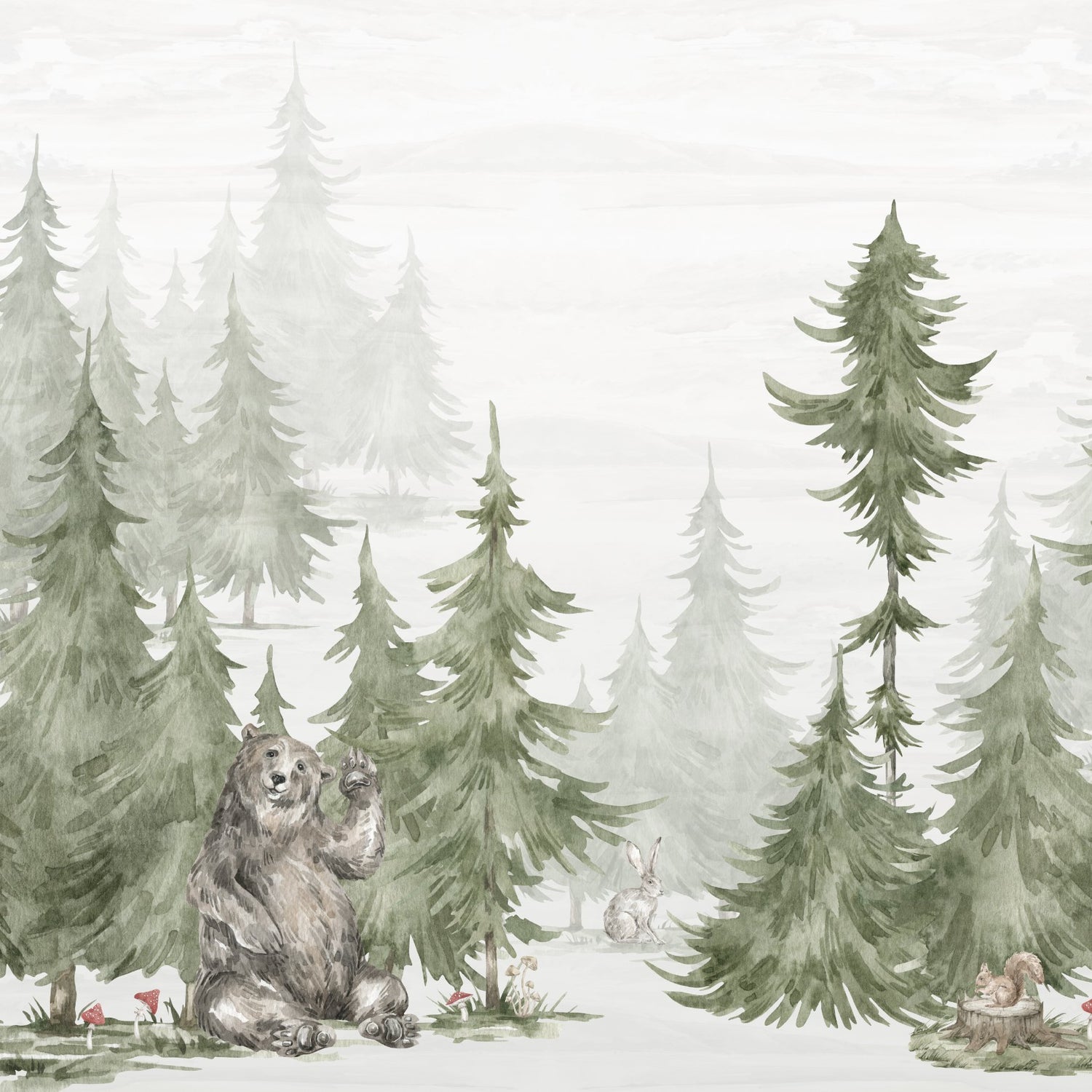 Woodland Bear Wallpaper | Sample - Munks and Me Wallpaper