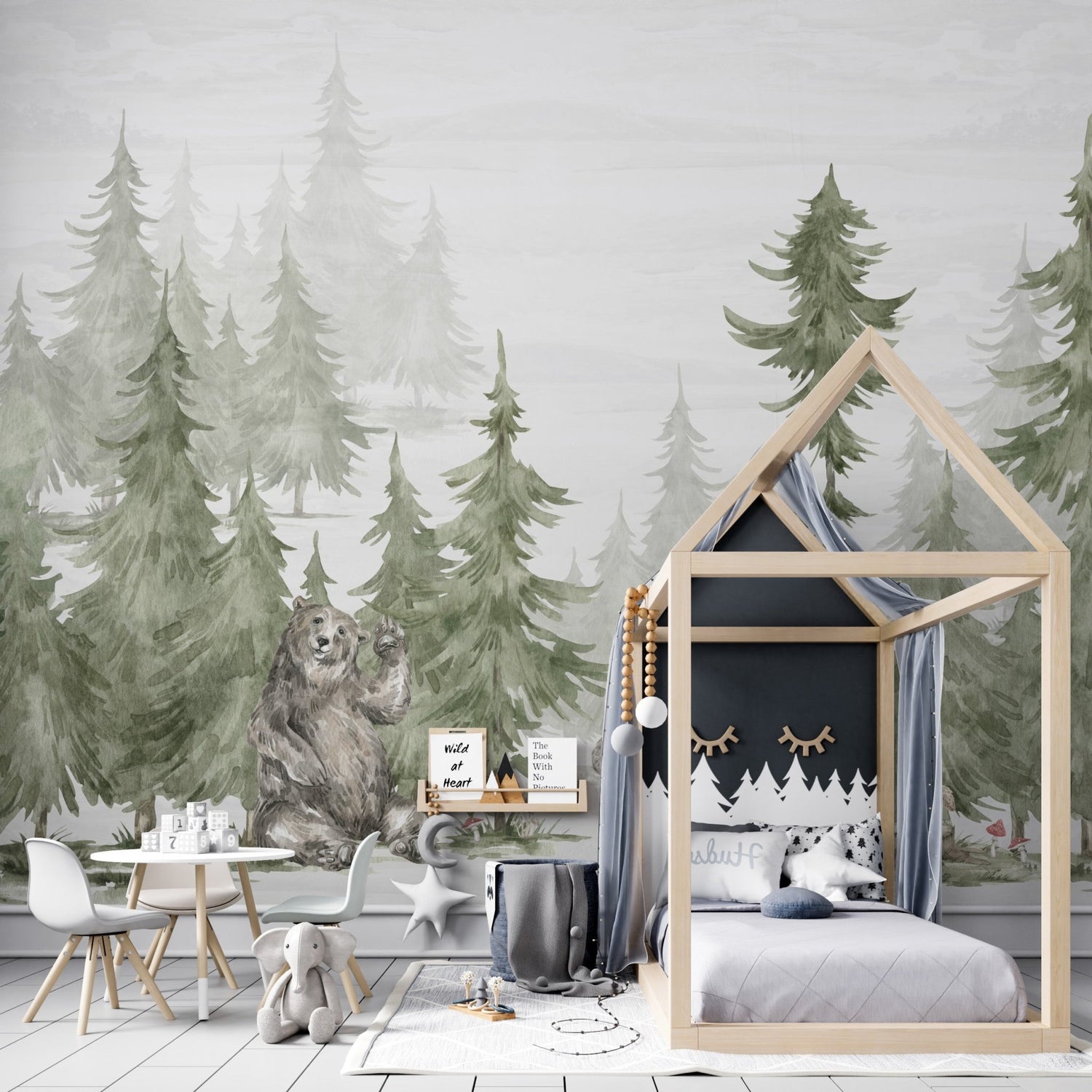 Woodland Bear Wallpaper | Sample - Munks and Me Wallpaper