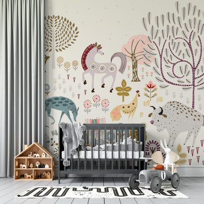 Woodland Folk Wallpaper Mural - Munks and Me Wallpaper