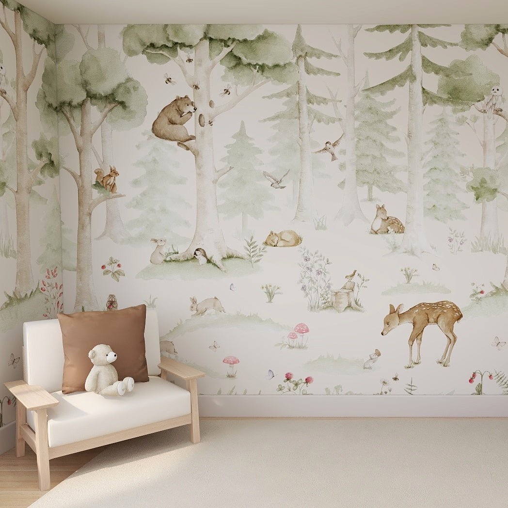 Woodland Friends Wallpaper Mural | Sample - Munks and Me Wallpaper