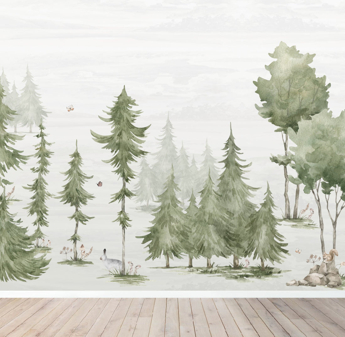 Woodland Scene Wallpaper Mural - Munks and Me Wallpaper