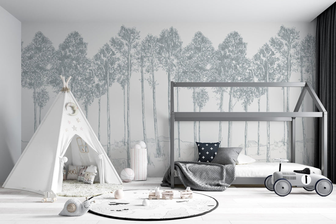 Woodland Wallpaper Mural | Slate - Munks and Me Wallpaper