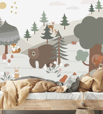 Woodland Wallpaper Mural - Munks and Me Wallpaper