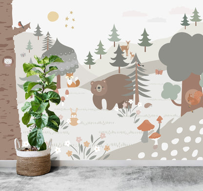 Woodland Wallpaper Mural - Munks and Me Wallpaper