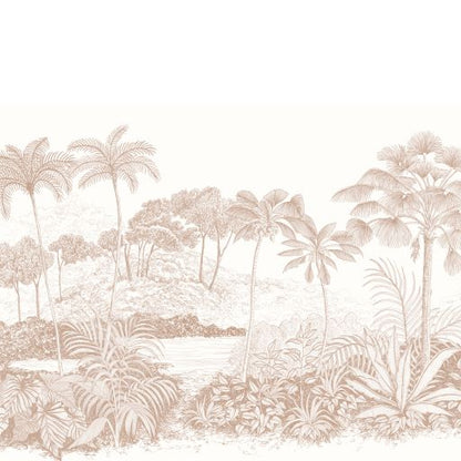 Rose Jungle Palm Wallpaper | Sample - Munks and Me Wallpaper