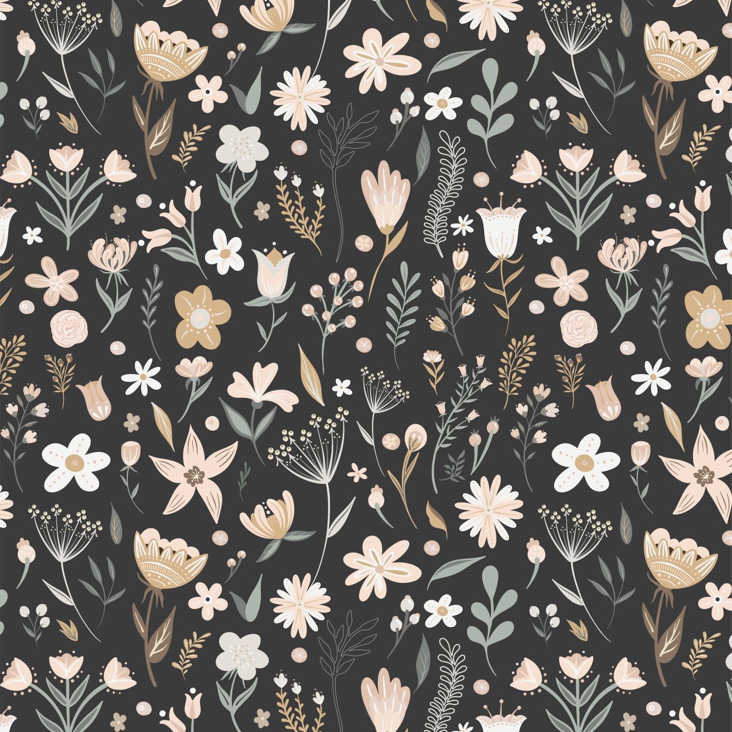 Charcoal Millie Floral Wallpaper | Sample - Munks and Me Wallpaper