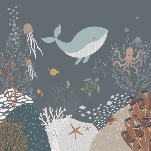 Under the Sea Navy Wallpaper | Sample - Munks and Me Wallpaper