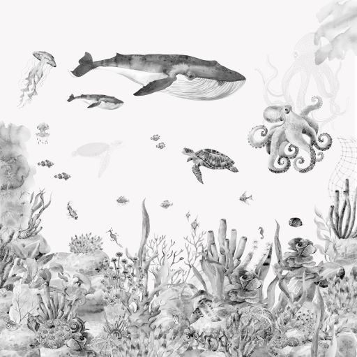 Under the Sea Grey Wallpaper | Sample - Munks and Me Wallpaper