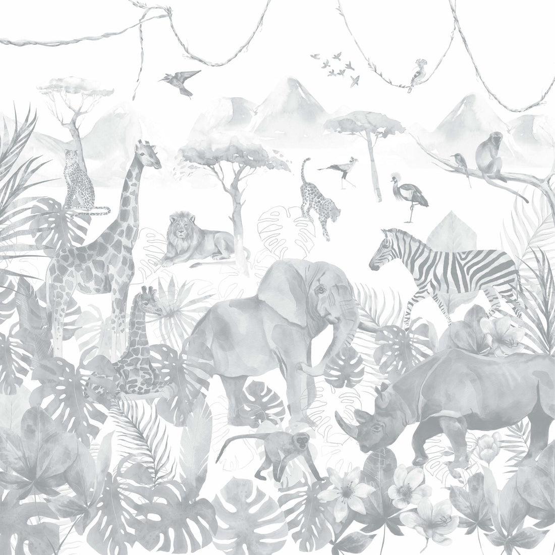 Blue Paradise Jungle Wallpaper | Sample - Munks and Me Wallpaper