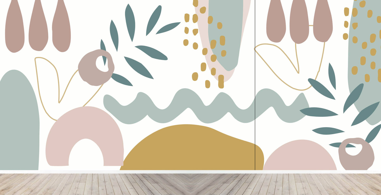 Custom Abstract Wallpaper | H227cm x W508cm - Munks and Me Wallpaper