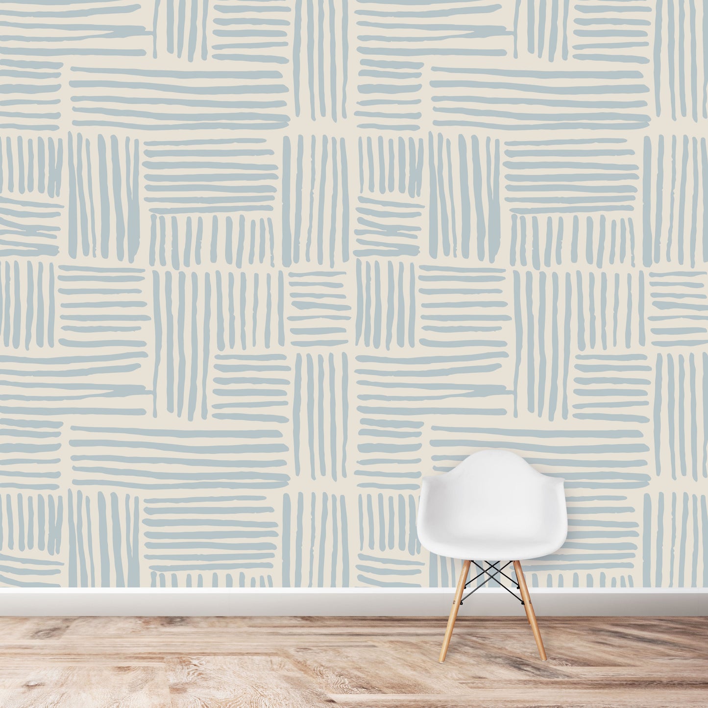 Load image into Gallery viewer, Brush Stroke Lines Wallpaper Repeat Pattern | Blue - Munks and Me Wallpaper

