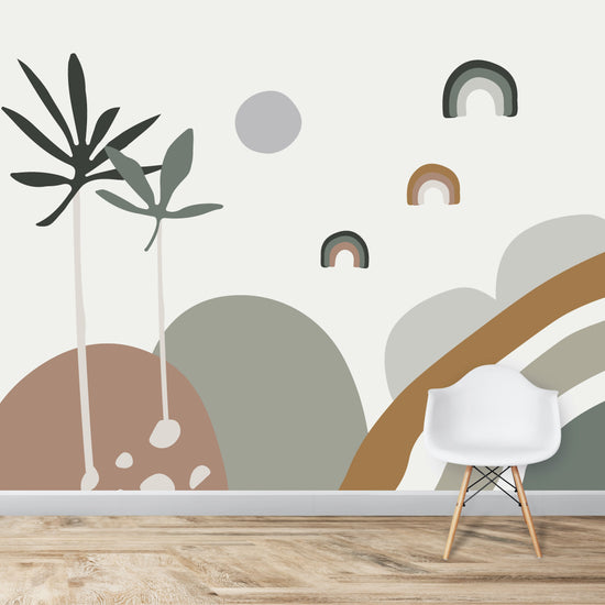 Load image into Gallery viewer, Abstract Wren Wallpaper Mural | Blue - Munks and Me Wallpaper
