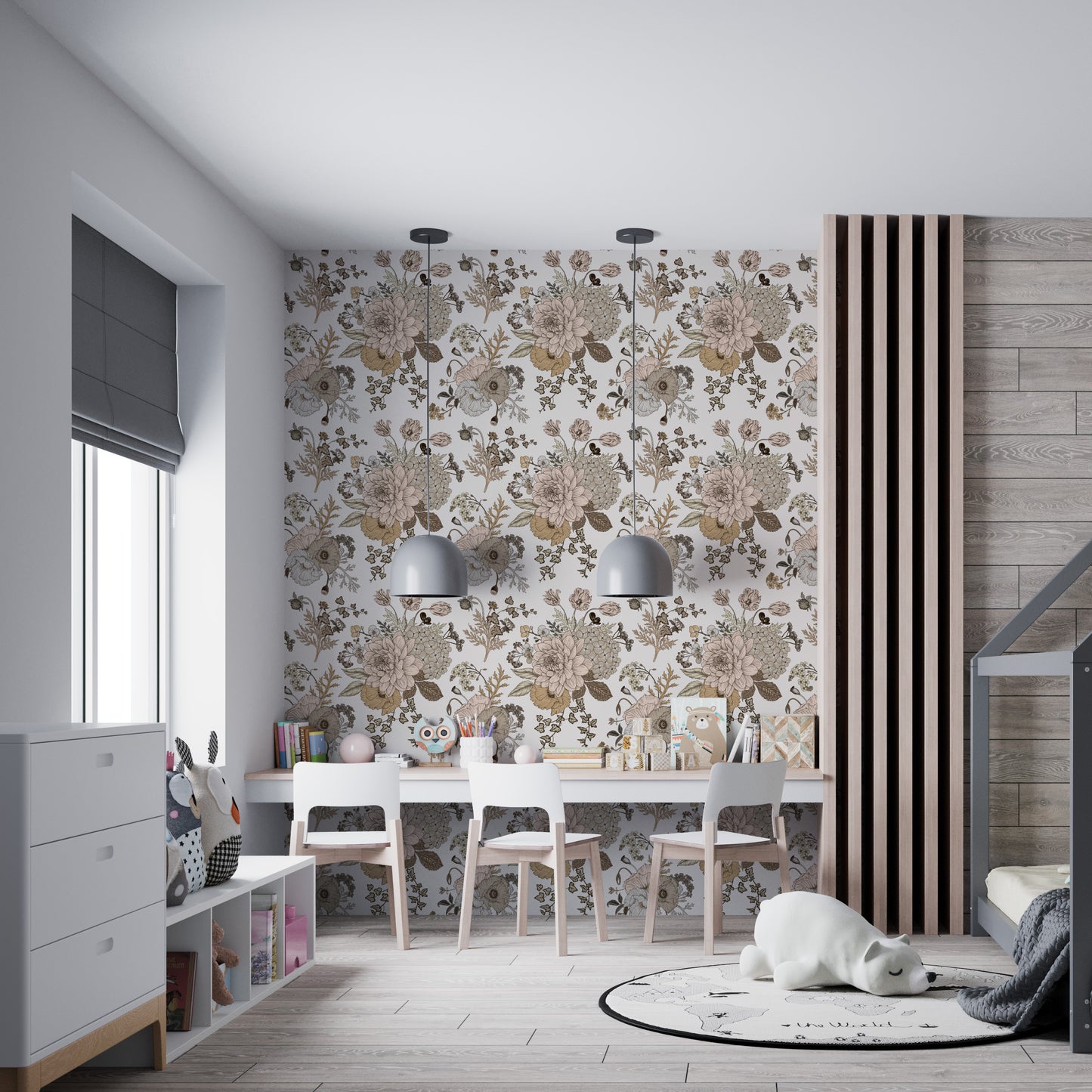Adley Floral Wallpaper Repeat Pattern - Munks and Me Wallpaper