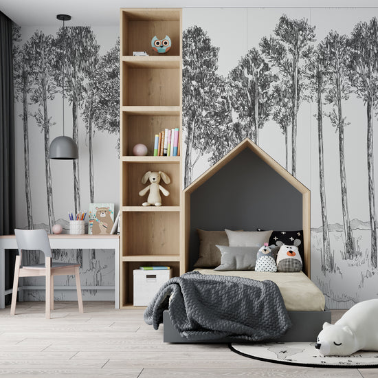 Load image into Gallery viewer, Woodland Wallpaper Mural | Night - Munks and Me Wallpaper
