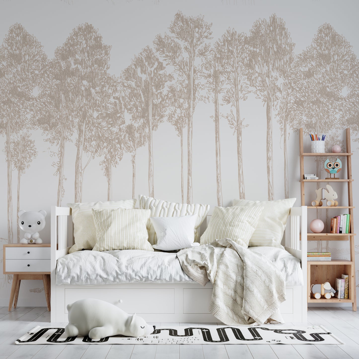 Woodland Wallpaper Mural | Oyster - Munks and Me Wallpaper