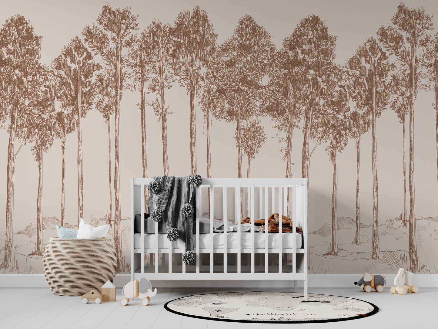 Load image into Gallery viewer, Woodland Wallpaper Mural | Rust - Munks and Me Wallpaper
