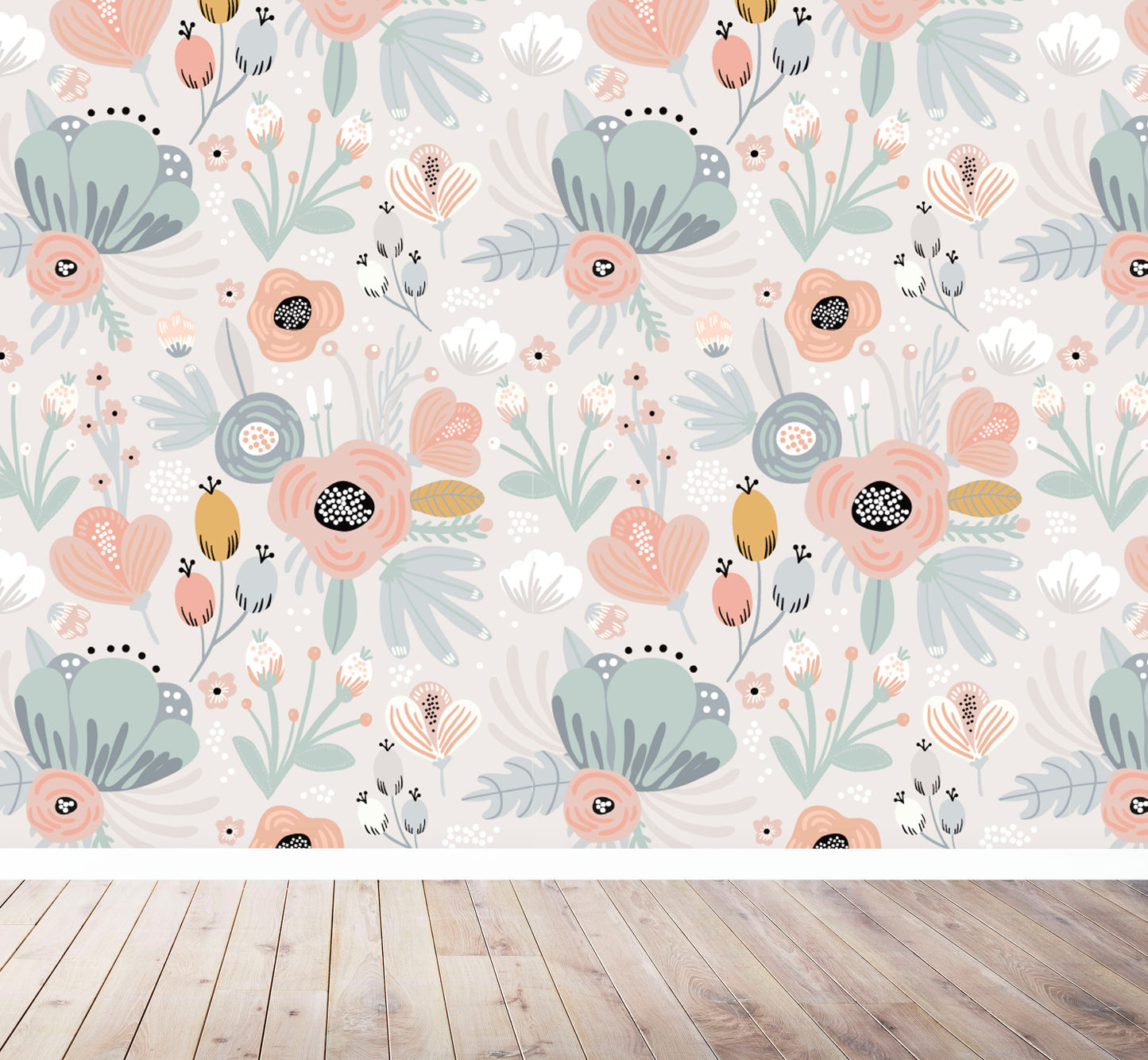 Betsy Floral Wallpaper Repeat Pattern - Munks and Me Wallpaper