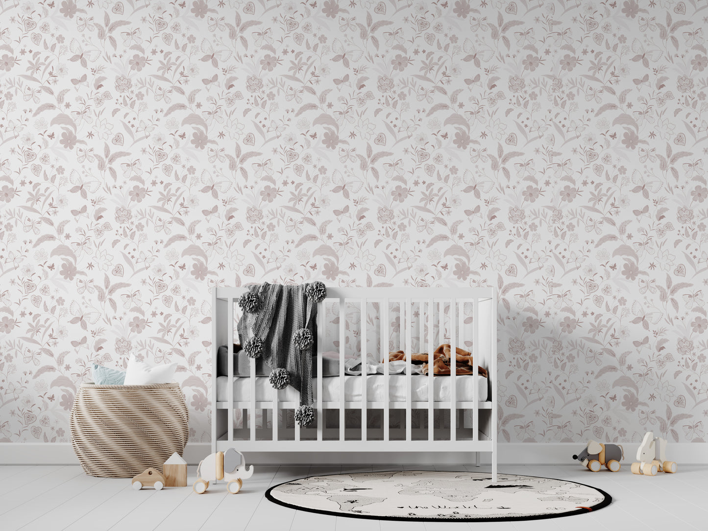 Butterfly Garden Wallpaper Repeat Pattern | Rose - Munks and Me Wallpaper