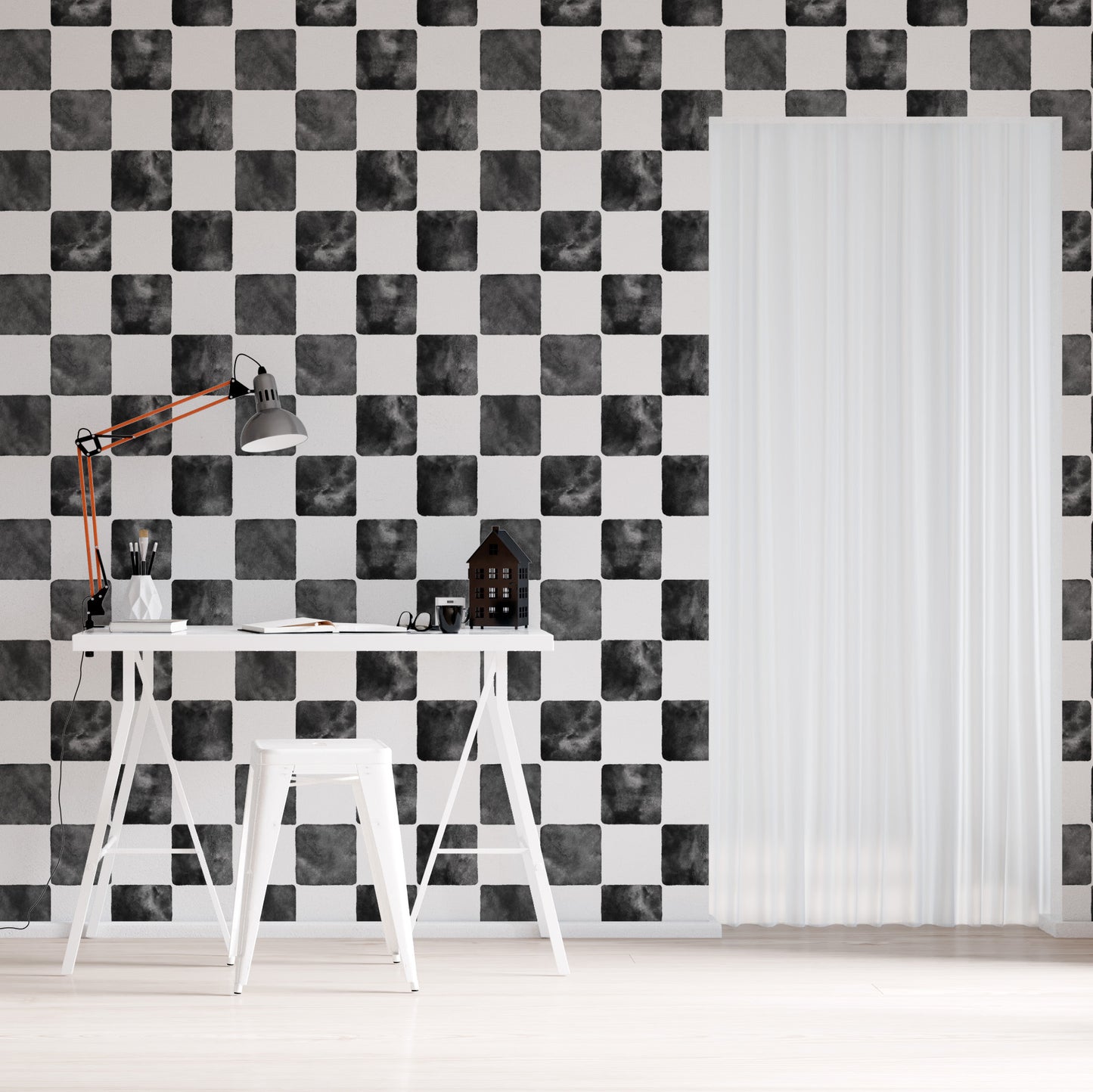 Billys Checkered Wallpaper Repeat Pattern | Black - Munks and Me Wallpaper