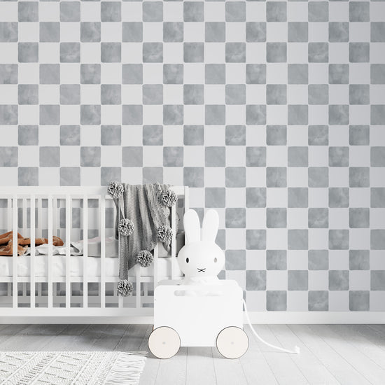 Load image into Gallery viewer, Billys Checkered Wallpaper Repeat Pattern | Blue - Munks and Me Wallpaper
