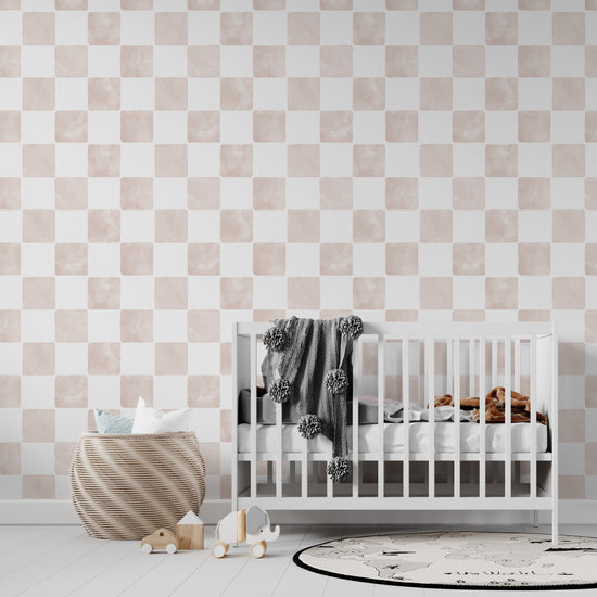 Billys Checkered Wallpaper Repeat Pattern | Pink - Munks and Me Wallpaper