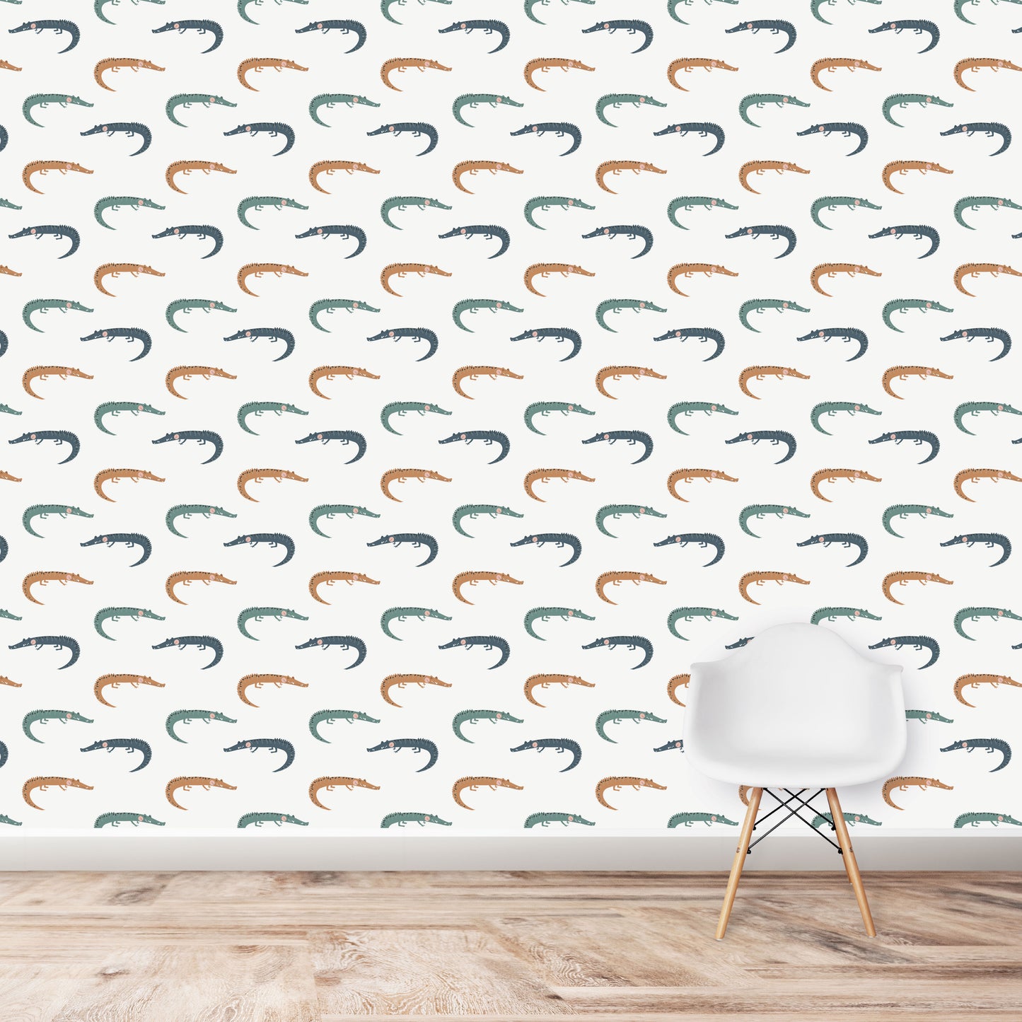 Load image into Gallery viewer, Crocodile Wallpaper Repeat Pattern - Munks and Me Wallpaper
