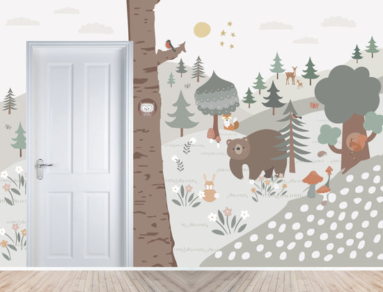 Load image into Gallery viewer, Custom Woodland Wallpaper | H225CM X W322CM - Munks and Me Wallpaper
