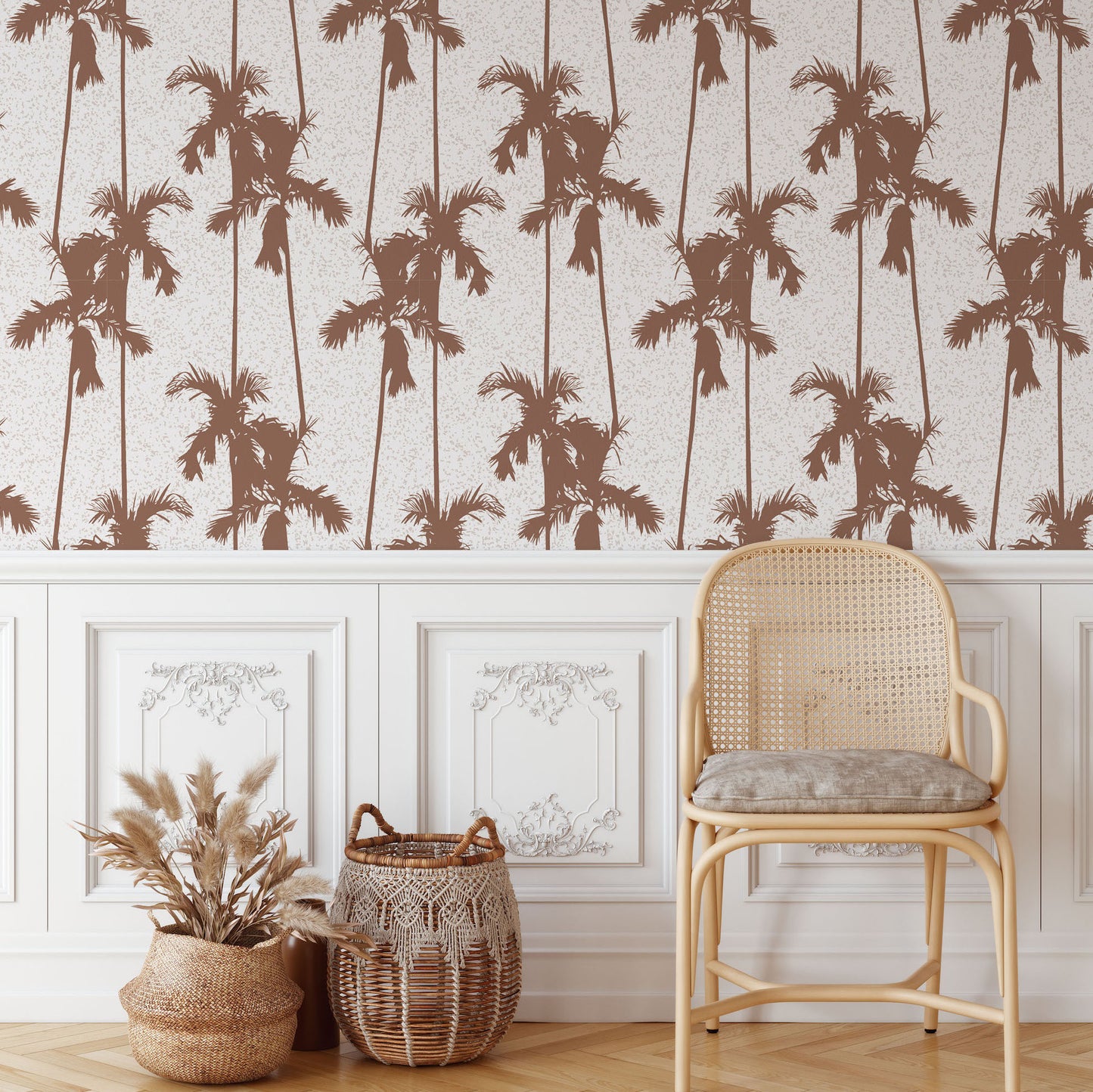Clay Palm Print Wallpaper Repeat Pattern | Rust - Munks and Me Wallpaper