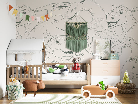 Load image into Gallery viewer, Jurassic Dinosaur Wallpaper Mural - Munks and Me Wallpaper
