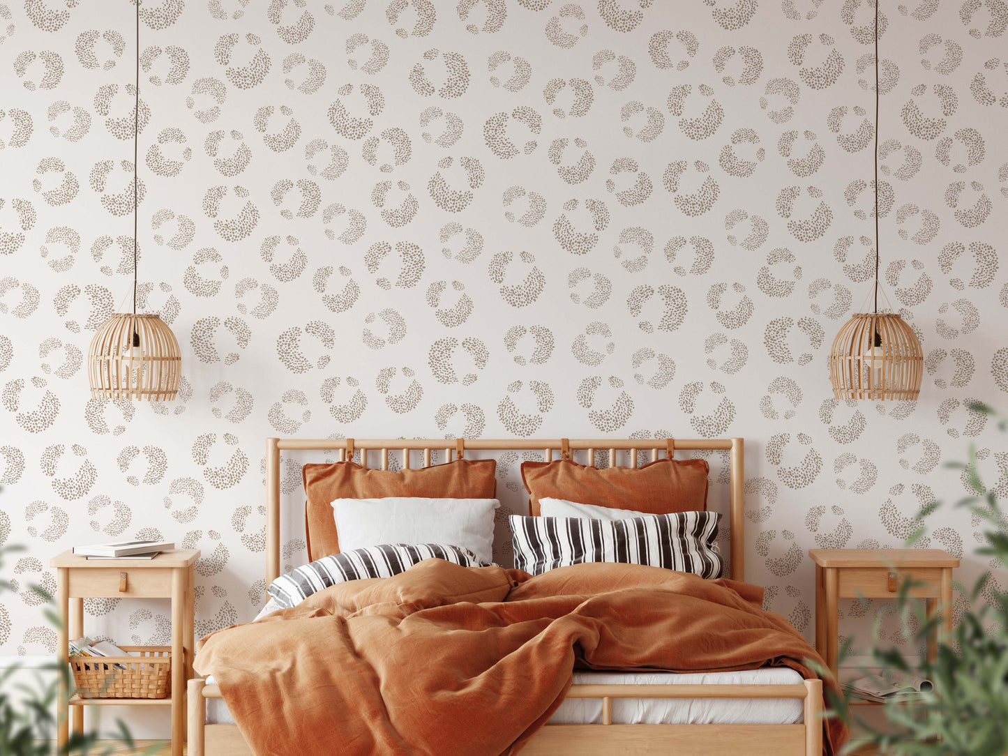 Hallie Leopard Print Wallpaper Repeat Pattern | Beige - Munks and Me Wallpaper