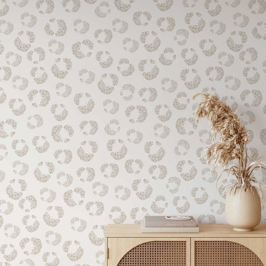 Hallie Leopard Print Wallpaper Repeat Pattern | Beige - Munks and Me Wallpaper
