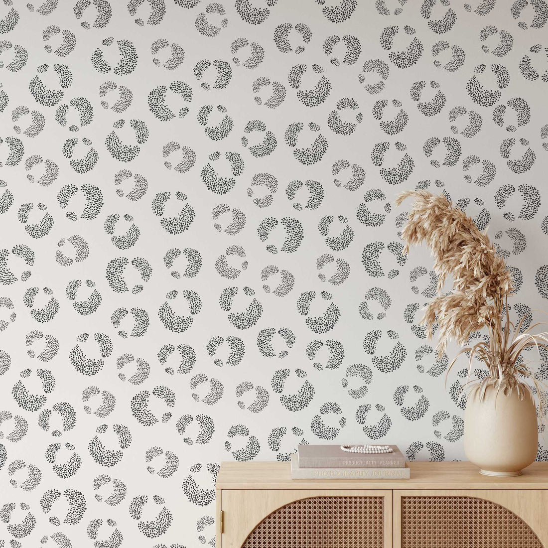Hallie Leopard Print Wallpaper Repeat Pattern | Charcoal - Munks and Me Wallpaper