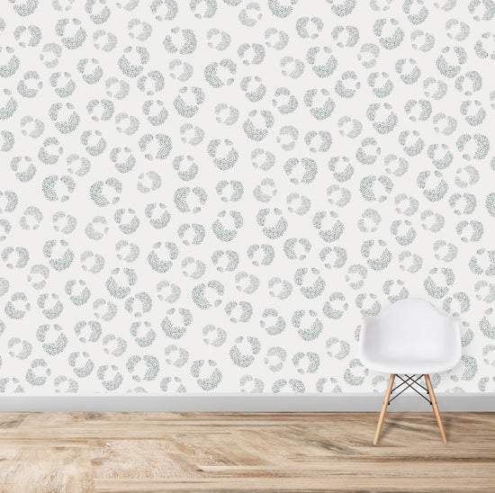 Hallie Leopard Print Wallpaper Repeat Pattern | Light Blue - Munks and Me Wallpaper