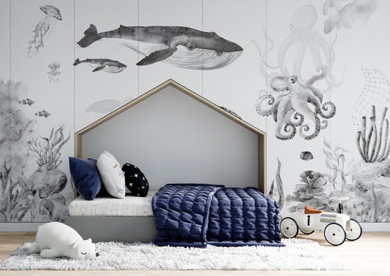 Under The Sea Wallpaper Mural | Grey - Munks and Me Wallpaper