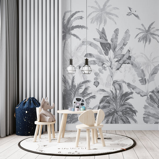 Neves Jungle Wallpaper Mural | Monochrome - Munks and Me Wallpaper