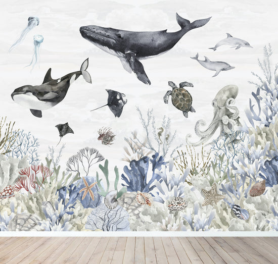 Ocean Magic Wallpaper Mural | Watercolour - Munks and Me Wallpaper