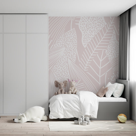 Paxton Abstract Leaves Wallpaper Mural | Pink - Munks and Me Wallpaper
